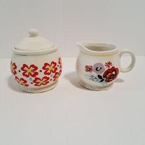 The Pioneer Woman Multicolored Floral‎ Cream and Sugar Stoneware Set